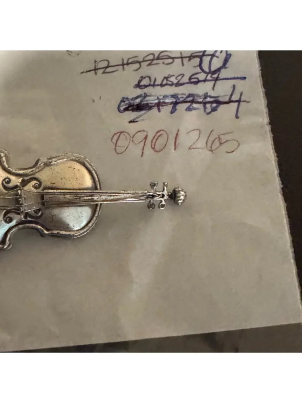 BEAU Sterling Silver 925 Violin Three Dimensional Brooch Size 1.75